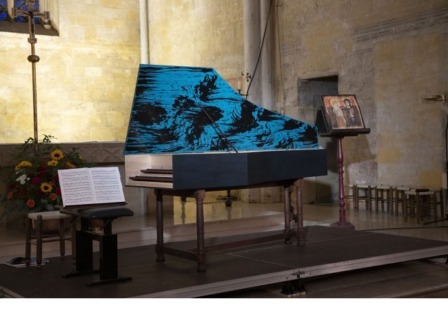 Clavecin appartenant à Bernard Foccroule - Couvercle peint par Fabienne Verdier